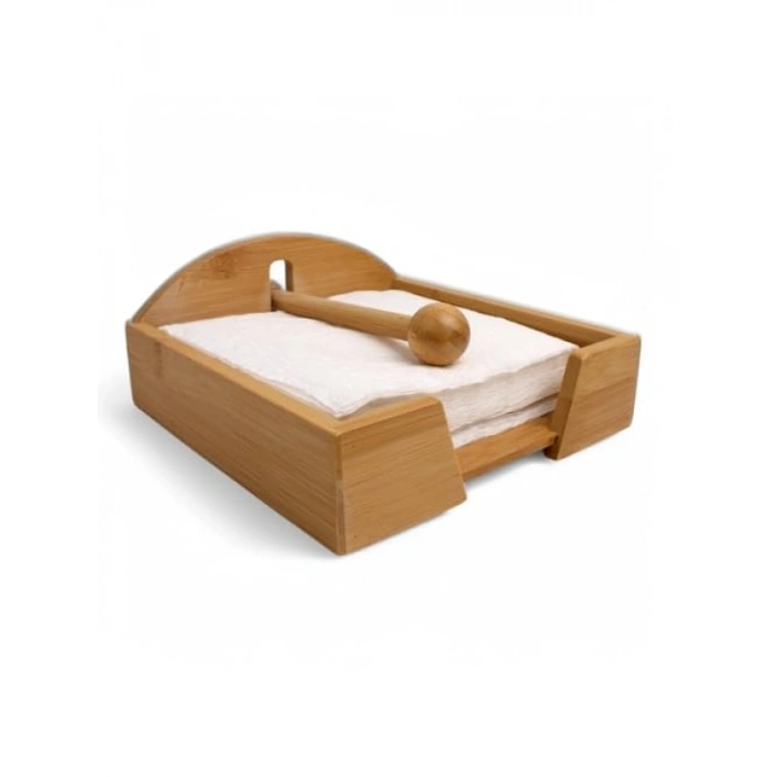 Doğal Bambu Kare Peçetelik - Rüzgar Koruma Aparatı ile