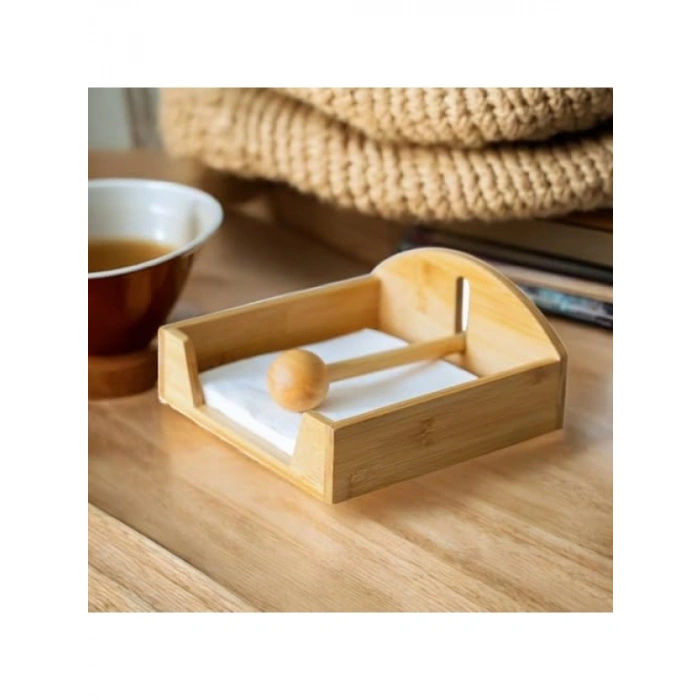 Doğal Bambu Kare Peçetelik - Rüzgar Koruma Aparatı ile