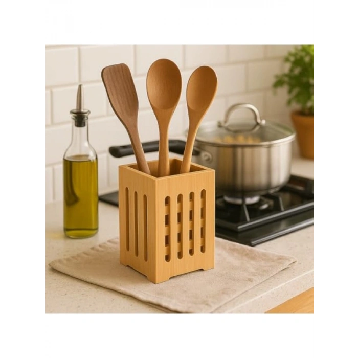 Doğal Bambu Mutfak Organizeri - Pencereli Düzenleyici