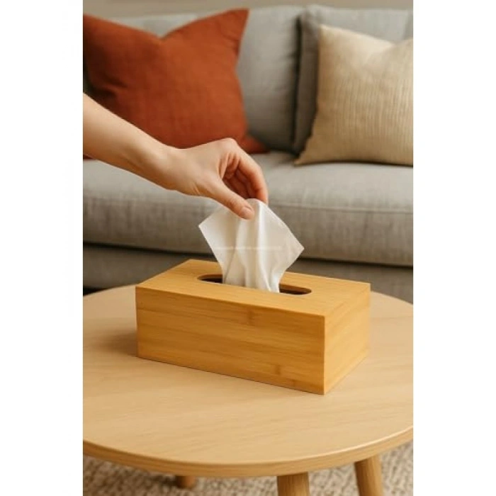 Doğal Bambu Peçetelik - Modern Tasarım, 23x12x8,5 cm