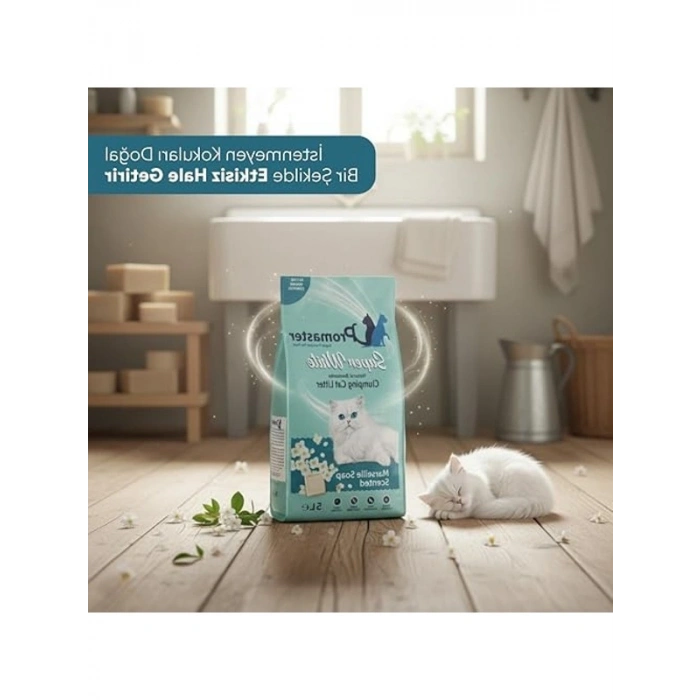 Doğal Bentonit Kedi Kumu, Marsilya Sabunu Kokulu, 5 LT