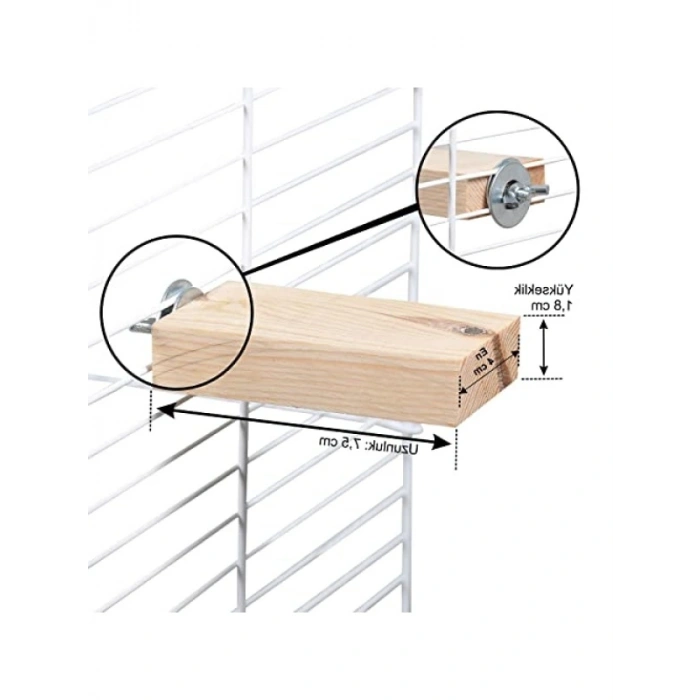 Doğal Çam Ağacı Kuş Tüneği - Dikdörtgen, 7.5 cm x 4 cm