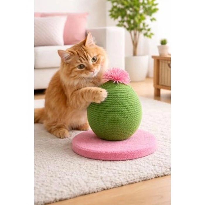 Doğal Jüt Halat Kaplamalı 17 cm Kedi Tırmalama Topu