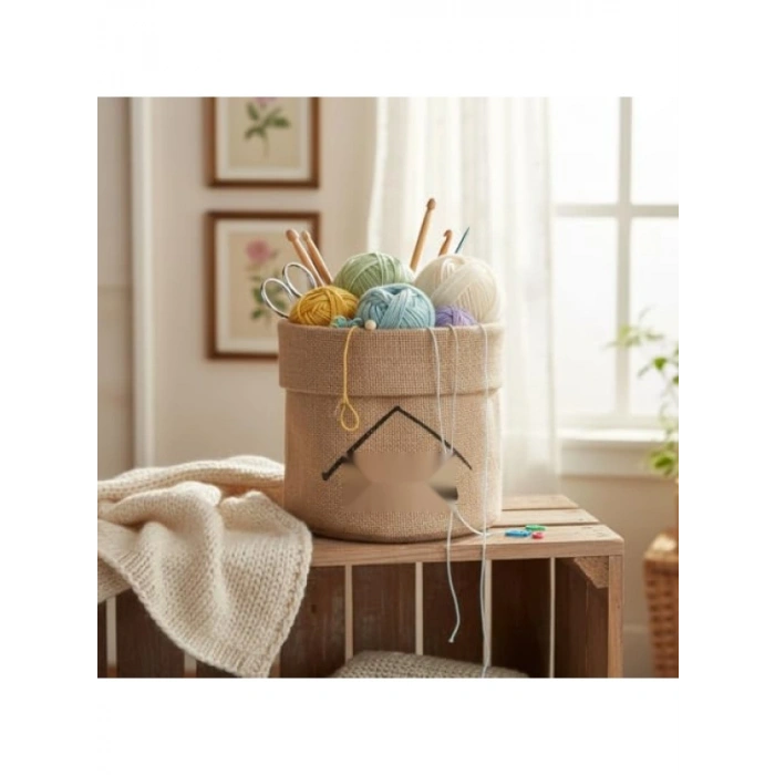 Doğal Jüt Saksı Kılıfı, 14cm Çap, 15cm Yükseklik