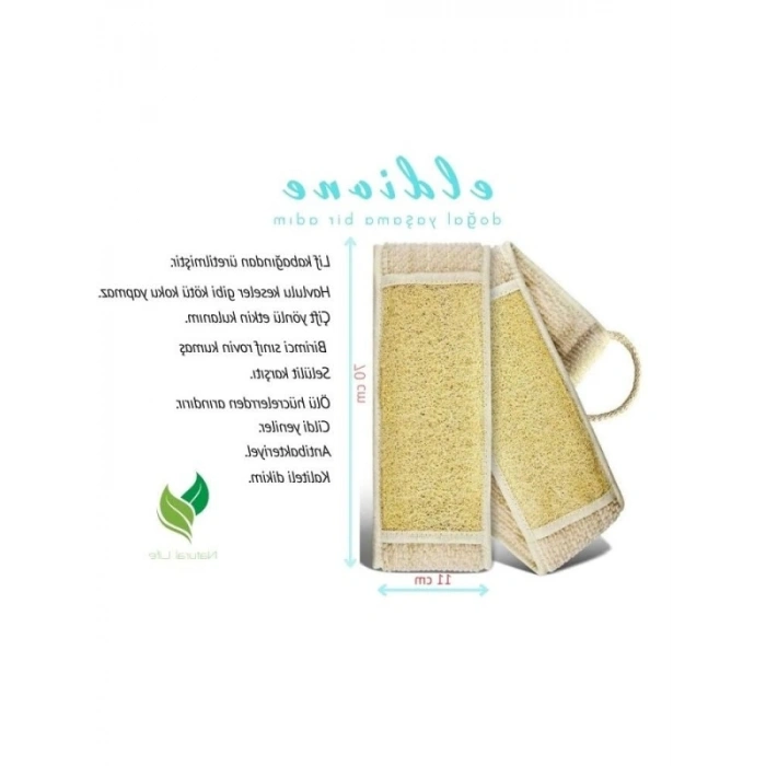 Doğal Kabak Lifi Sırt Kesesi - Çift Taraflı Peeling, 70x11 cm