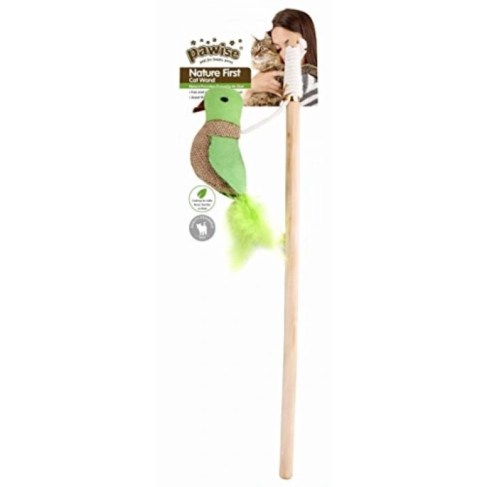 Doğal Malzemelerle Üretilmiş Kedi Oltası Kuşlu