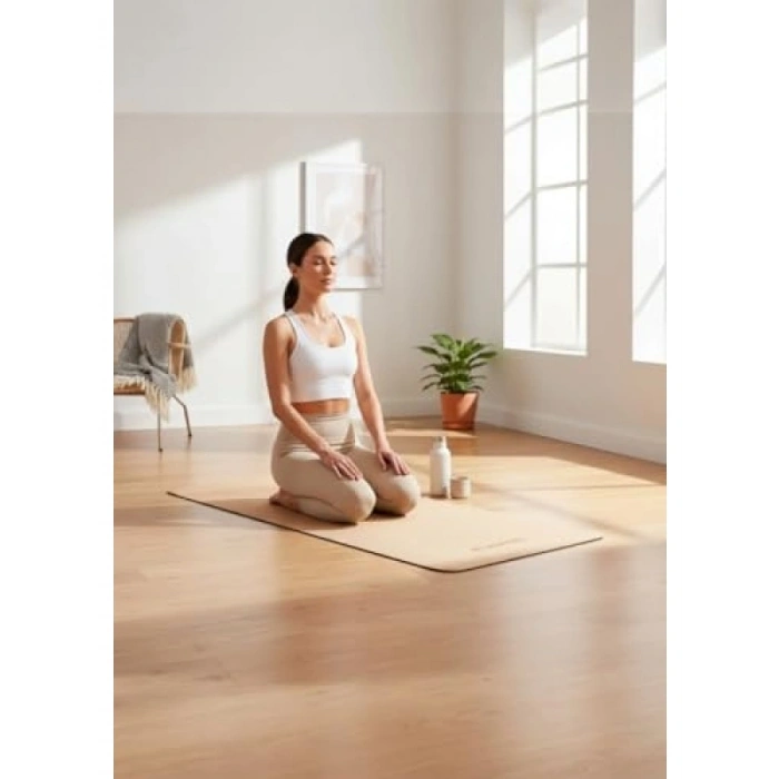Doğal Mantar Yoga Matı - Kaymaz ve Çift Katmanlı