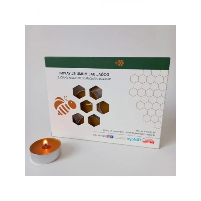 Doğal Petek Balmumu Tealight Mum Seti (12 Adet)