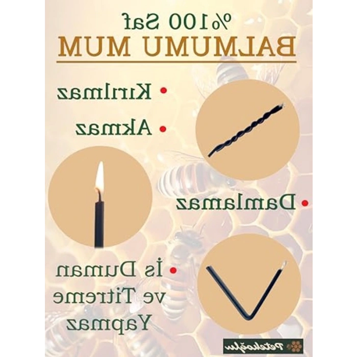 Doğal Petek Mum Seti, 15 Adet Uzun Parti Düğün Mum