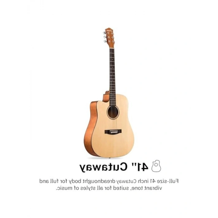 Doğal tonlu dreadnought akustik gitar paketi, kaliteli ses deneyimi