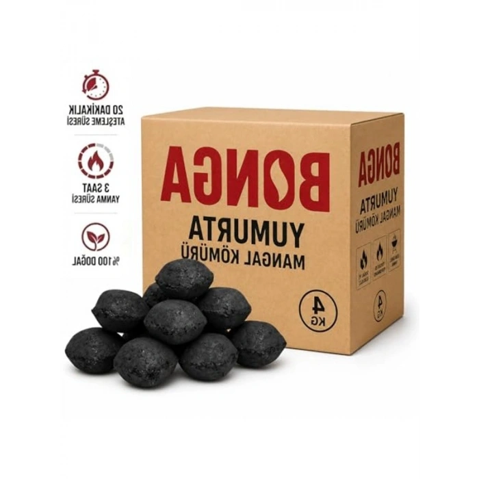 Doğal Uzun Süre Yanan Mangal Kömürü, 4 kg Sıkıştırılmış Paket