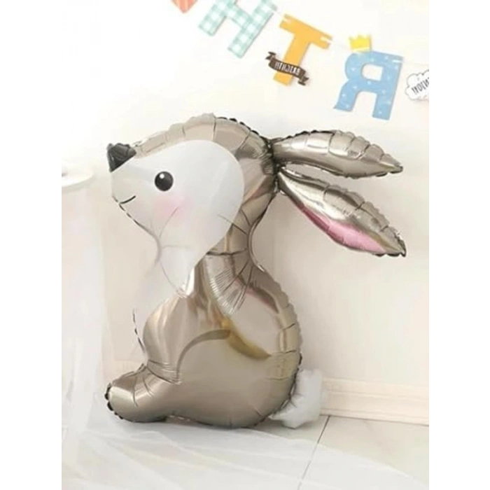 Doğum Günü İçin 71 cm Gri Tavşan Folyo Balon Süsleme