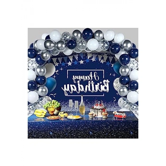 Doğum Günü İçin Lacivert Gümüş Balon Kemer Kiti