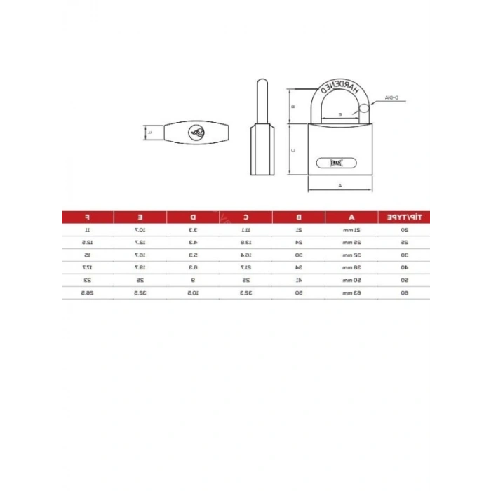 Döküm 20mm Asma Kilit