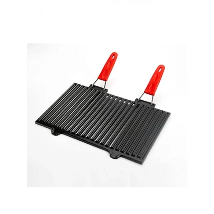 Döküm Mangal Izgarası, Çift Silikon Kulplu, 40 x 25 cm