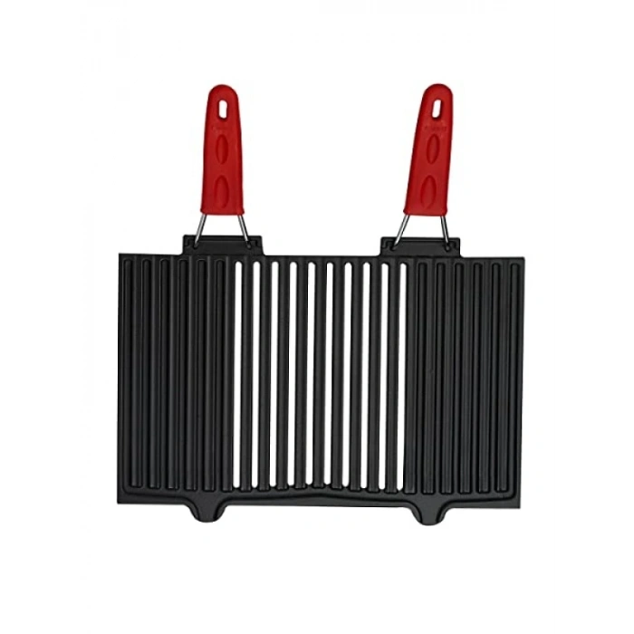Döküm Mangal Izgarası, Çift Silikon Kulplu, 40 x 25 cm