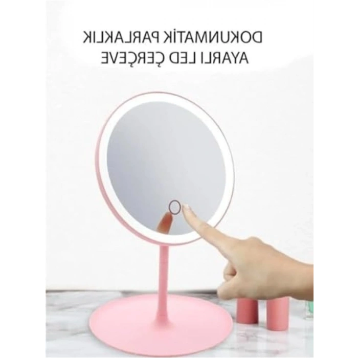 Dokunmatik LED Işıklı Makyaj Aynası - USB Bağlantılı