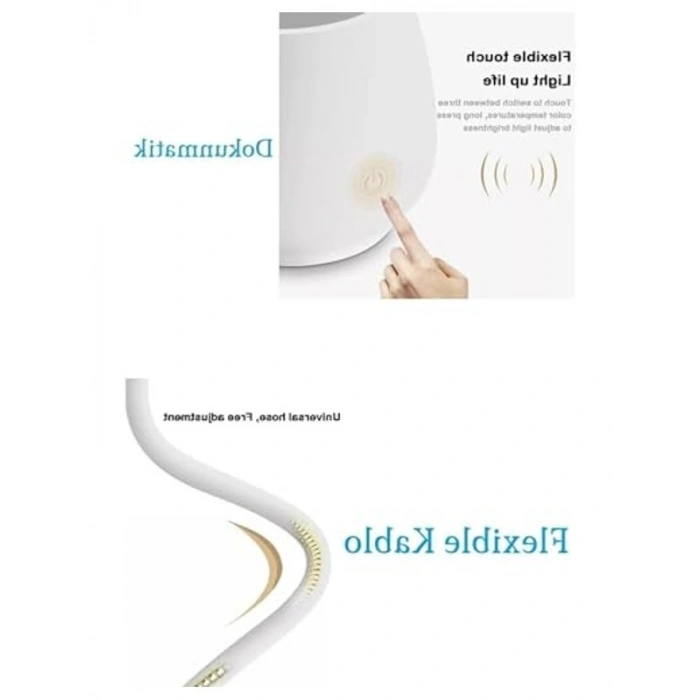 Dokunmatik Şarjlı Masa Lambası, 3 Renkli Işık