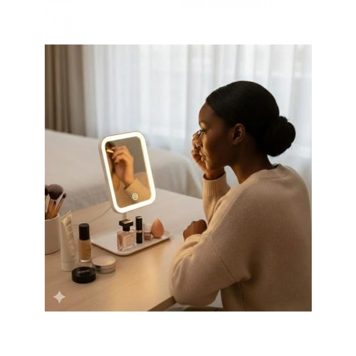 Dokunmatik Sensörlü LED Işıklı Makyaj Aynası - USB Bağlantılı