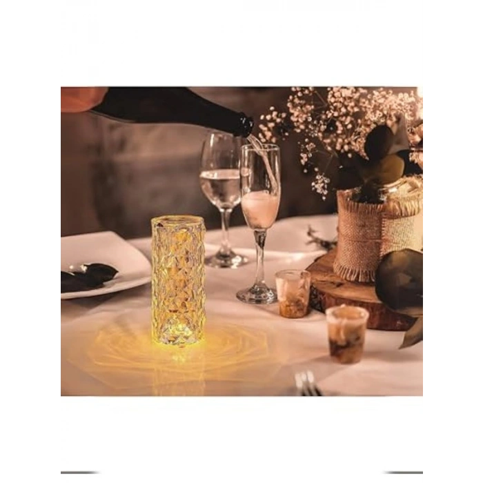 Dokunmatik Sensörlü RGB Gece Lambası, Şarj Edilebilir Masa Lambası ile Kristal Elmas Tasarım