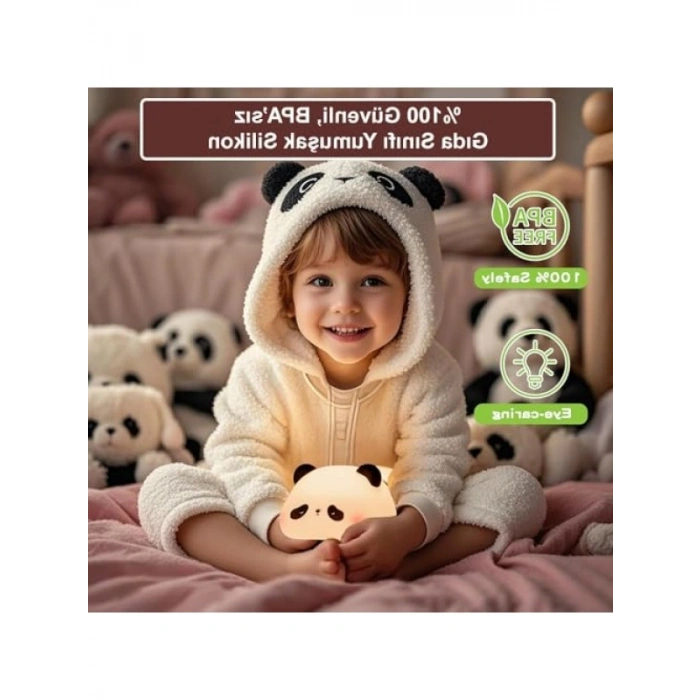 Dokunmatik Silikon Panda Gece Lambası - 8 Renk Seçeneği
