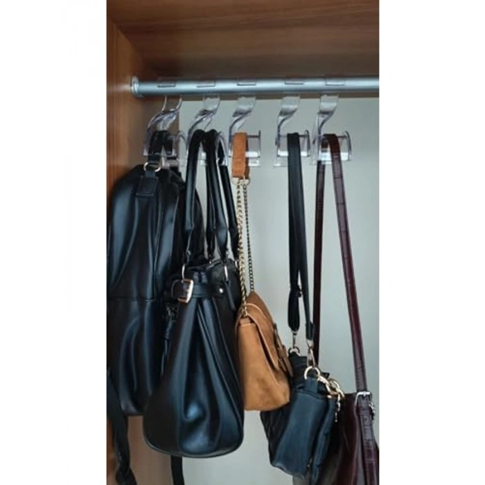 Dolap İçi Çanta Askısı, Şeffaf Çoklu Düzenleyici, 6 Adet