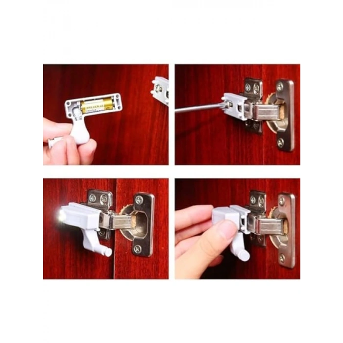 Dolap İçi Menteşe LED Aydınlatma, Piller Dahil, 6 Adet