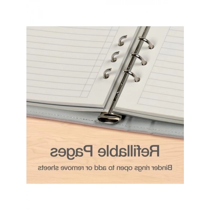 Doldurulabilir 6 Halkalı Not Defteri - 17,8 x 22,9 cm, Pembe Suni Deri