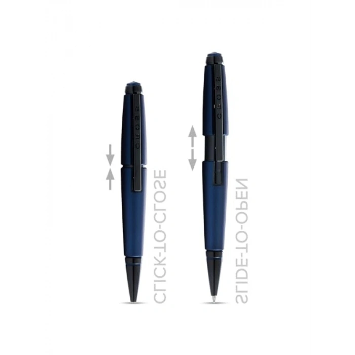 Doldurulabilir Kenar Rollerball Kalem, Mat Mavi, Siyah Mürekkep