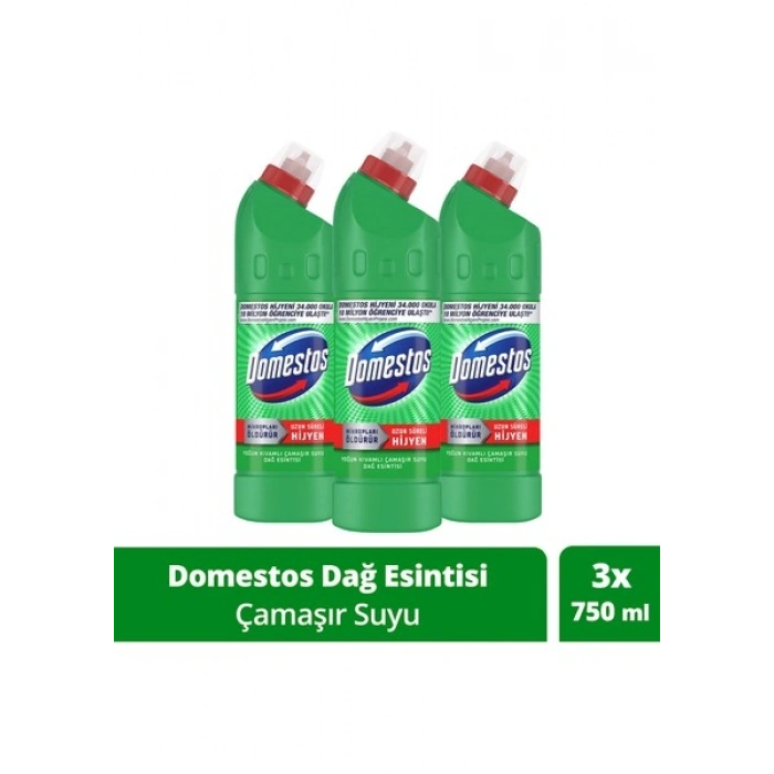 Domestos Yoğun Kıvamlı Çamaşır Suyu Dağ Esintisi 750 ml X3
