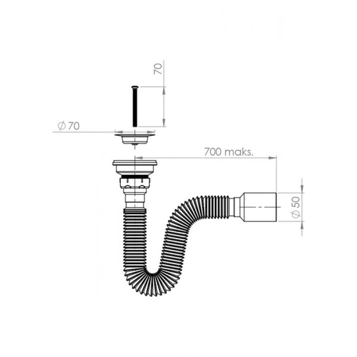 Donau Lüx Körüklü Lavabo Sifonu Ø 40-50 mm DONAU 321-340