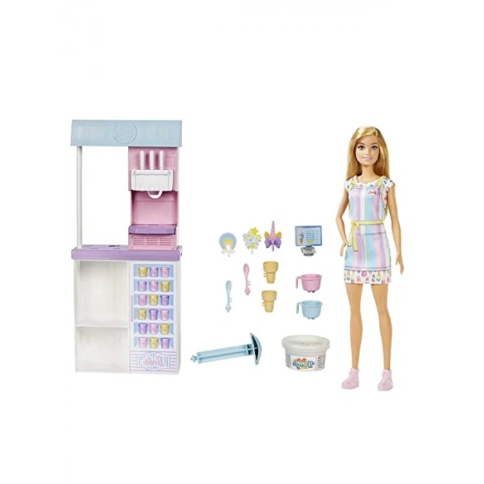 Dondurma Dükkanı Oyun Seti, 30 cm Bebek ile Gerçekçi Aksesuarlar