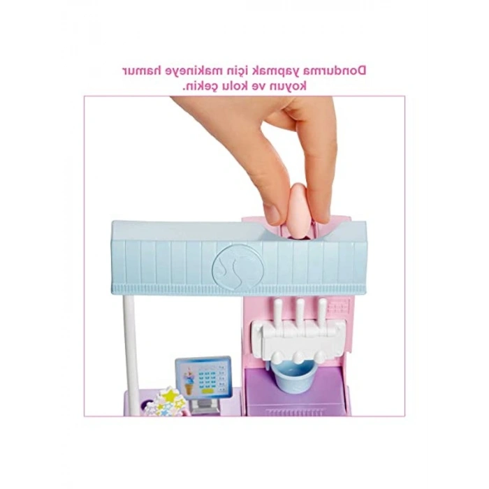 Dondurma Dükkanı Oyun Seti, 30 cm Bebek ile Gerçekçi Aksesuarlar