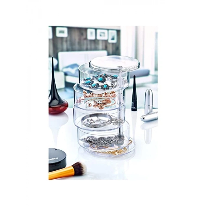 Dönebilen Akrilik Takı Organizeri, 4 Katlı, Şeffaf