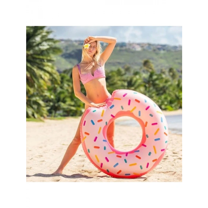 Donut Şeklinde Yüzme Simidi, 107 cm Boyutunda Eğlenceli Su Aktiviteleri İçin
