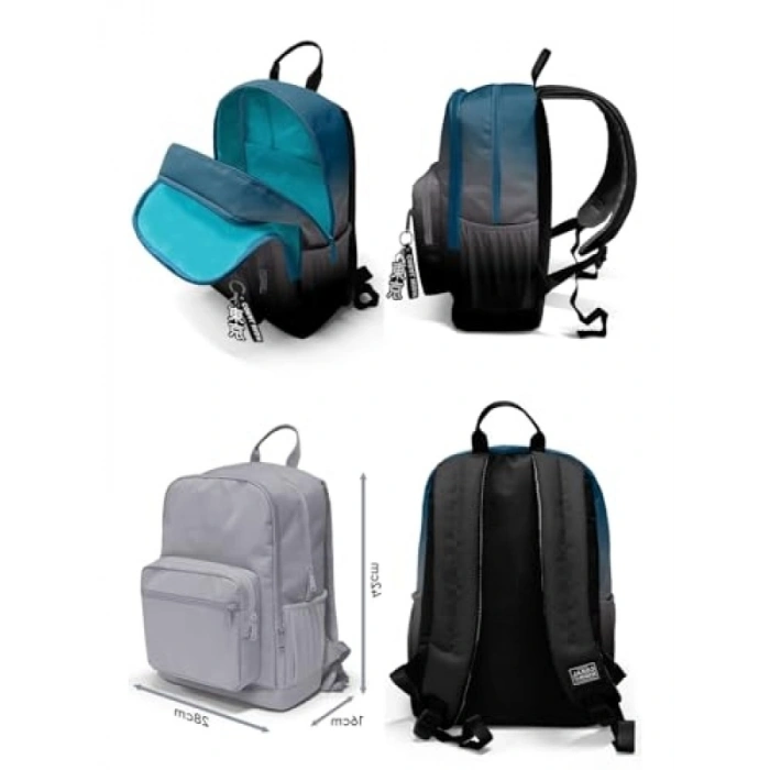 Dört Bölmeli Ortaokul Çantası - Nefti Gri