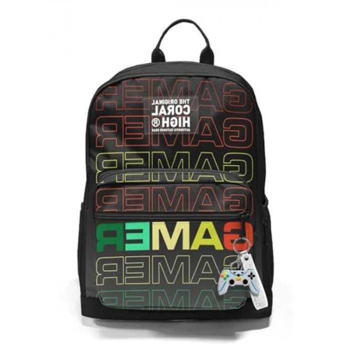 Dört Bölmeli Siyah Gri Ortaokul Çantası