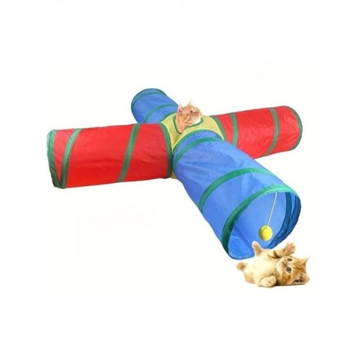 Dört Yönlü Eğlenceli Katlanır Kedi ve Köpek Oyun Tüneli
