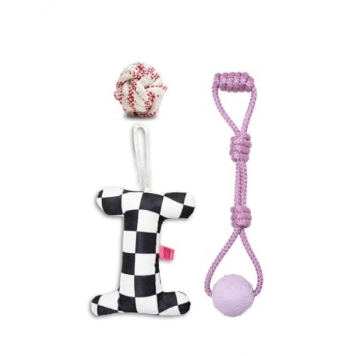 Dörtlü Set Sesli Çekiştirmeli Peluş İp Oyuncak