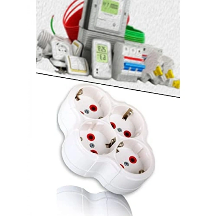 Dörtlü Topraklı Fişli Golyat Priz