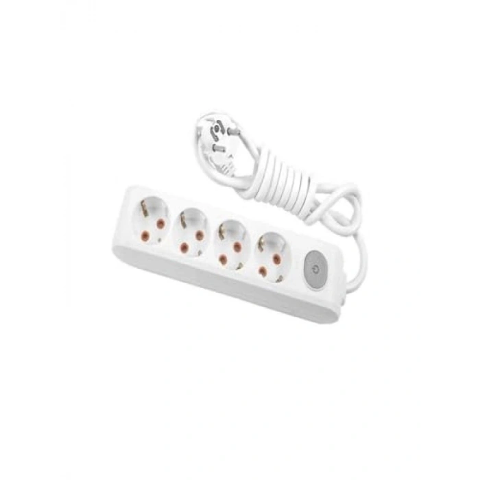 Dörtlü Topraklı Kablolu Priz - 2 Metre