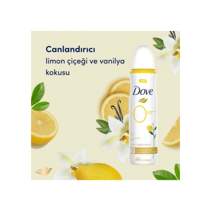 Dove Kadın Deodorant %0 Alüminyum Limon Çiçeği & Vanilya 150ML
