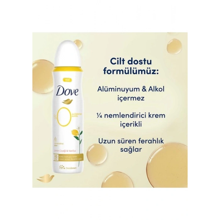 Dove Kadın Deodorant %0 Alüminyum Limon Çiçeği & Vanilya 150ML