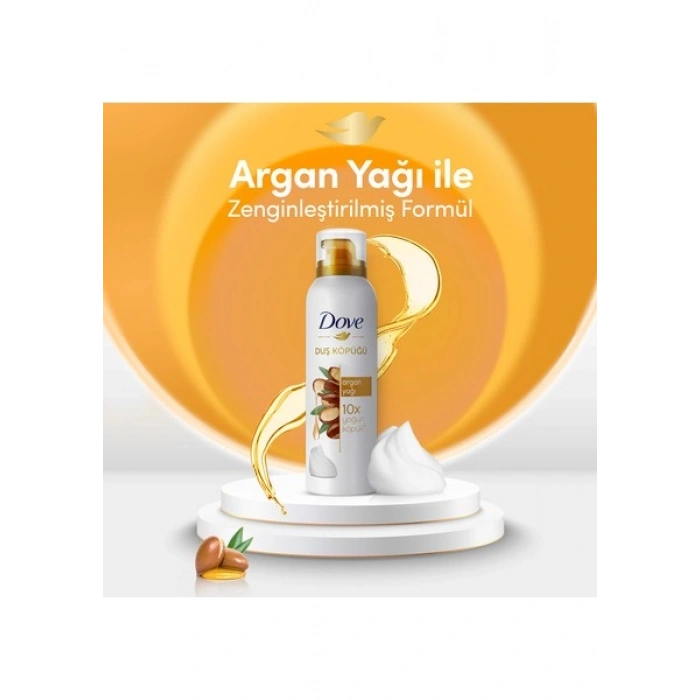Dove Köpük Duş Jeli Argan Yağı 10 Kat Daha Yoğun Köpüğe Sahip Kremsi Formül, 200 mlx1