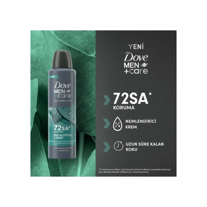Dove Men +Care Advanced Erkek Deodorant 72 Saat Koruma Eucalyptus Mint 150 ml