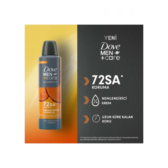 Dove Men +Care Advanced Erkek Deodorant 72 Saat Koruma Sandalwood Vanilla 150 ml
