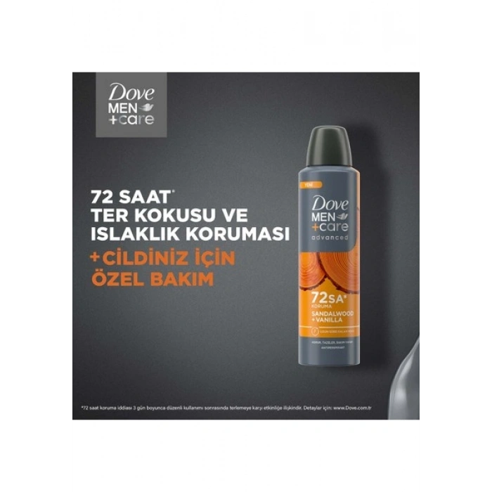 Dove Men +Care Advanced Erkek Deodorant 72 Saat Koruma Sandalwood Vanilla 150 ml