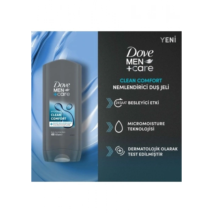 Dove Men +Care Duş Jeli Body, Face&hair Clean Comfort 400 ml