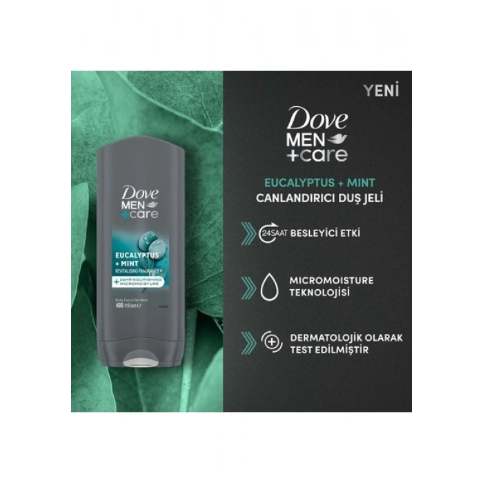Dove Men +Care Duş Jeli Body, Face&hair Eucalyptus +Mint 400 ml