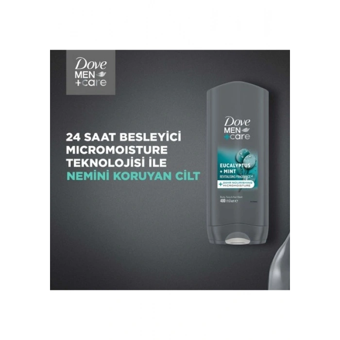 Dove Men +Care Duş Jeli Body, Face&hair Eucalyptus +Mint 400 ml